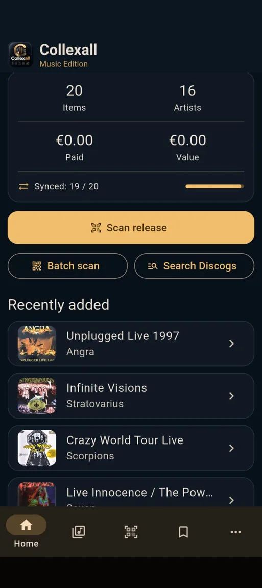 Real Collexall Android home screen